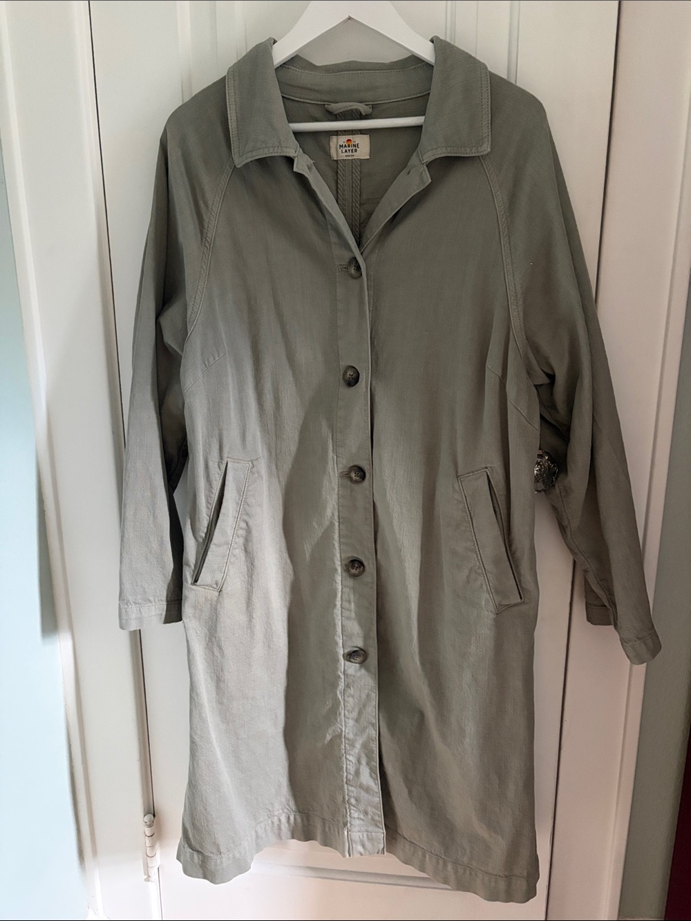 Marine Layer • Sage Green Kiasa Trench Coat (Size M)